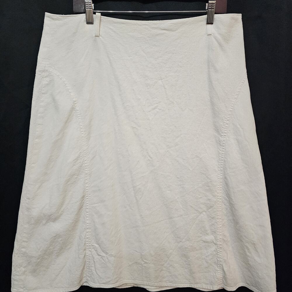 Womens Linen Blend Skirt 14 White Clean Girl Cottage Modern Prairie Minimalist